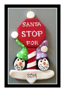 SANTA STOP -PENGUIN COUPLE