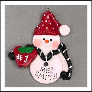 SNOWMAN WITH APPLE FOR TEACHER