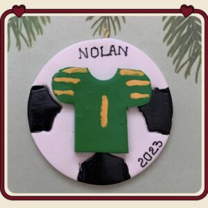 SOCCER BALL / JERSEY PERSONALIZED WITH NAME, YEAR, PLAYER NUMBER. DIFFERENT COLOR JERSEYS AVAILABLE.