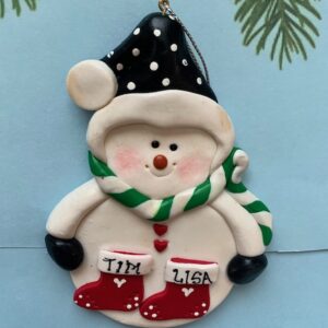 SNOWMAN WITH 2 CHRISTMAS STOCKINGS