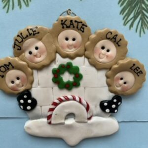 IGLOO WITH 5 PEOPLE PERSONALIZED CHRISTMAS ORNAMENT